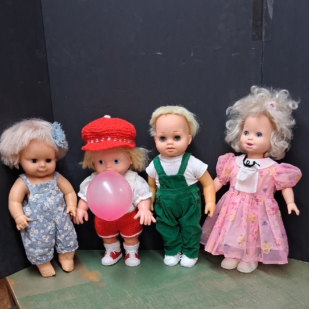 Vtg. 1960's-'80's dolls: Horstman, Bubble Yum, Chatty boy, & Grow with me doll‎